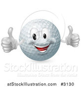 Vector Illustration of a 3d Happy Golf Ball Mascot Holding Two Thumbs up by AtStockIllustration