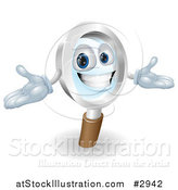 Vector Illustration of a 3d Happy Magnifying Glass Mascot with Open Arms by AtStockIllustration