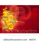 Vector Illustration of a 3d Happy New Year 2013 Hanging Ornaments on Red by AtStockIllustration