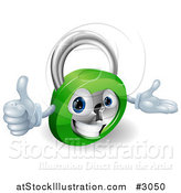 Vector Illustration of a 3d Happy Padlock Holding a Thumb up by AtStockIllustration