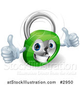 Vector Illustration of a 3d Happy Padlock with Two Thumbs up by AtStockIllustration