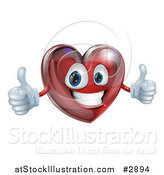 Vector Illustration of a 3d Happy Red Heart Holding Two Thumbs up by AtStockIllustration
