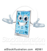 Vector Illustration of a 3d Happy Silver Touch Screen Smart Cell Phone by AtStockIllustration