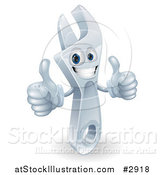 Vector Illustration of a 3d Happy Spanner Wrench Mascot Holding Two Thumbs up by AtStockIllustration