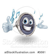 Vector Illustration of a 3d Happy Speaker Mascot Holding a Thumb up and Playing Tunes by AtStockIllustration