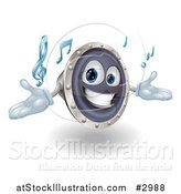 Vector Illustration of a 3d Happy Speaker Mascot Playing Music by AtStockIllustration