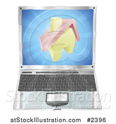 Vector Illustration of a 3d Home Icon Emerging from a Laptop Computer by AtStockIllustration