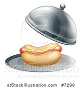 Vector Illustration of a 3d Hot Dog Being Served in a Cloche Platter by AtStockIllustration