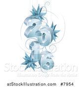 Vector Illustration of a 3d Icy Suspended New Year 2016 Design with Star Ornaments and Swirls by AtStockIllustration