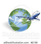 Vector Illustration of a 3d Internal Flight and Globe by AtStockIllustration