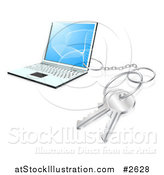 Vector Illustration of a 3d Key Ring Attached to a Laptop Computer by AtStockIllustration