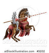 Vector Illustration of a 3d Knight Holding a Jousting Lance on a Rearing Horse by AtStockIllustration