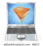 Vector Illustration of a 3d Laptop and Books on the Screen by AtStockIllustration