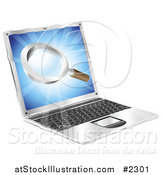 Vector Illustration of a 3d Laptop with a Magnifying Glass on the Screen by AtStockIllustration