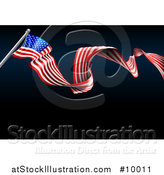 Vector Illustration of a 3d Long Waving American Flag over Black with Text Space by AtStockIllustration