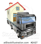 Vector Illustration of a 3d Lorry Truck Moving a Home by AtStockIllustration