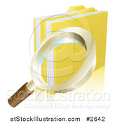 Vector Illustration of a 3d Magnifying Glass Searching Folder Archives by AtStockIllustration