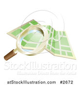 Vector Illustration of a 3d Magnifying Glass Searching over a Gps Map by AtStockIllustration