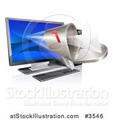 Vector Illustration of a 3d Mailbox Emerging from a Desktop Computer by AtStockIllustration