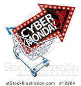 Vector Illustration of a 3d Marquee Arrow Sign with Cyber Monday Sale Text in a Shopping Cart by AtStockIllustration