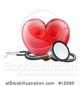 Vector Illustration of a 3d Medical Stethoscope Around a Red Love Heart by AtStockIllustration