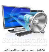 Vector Illustration of a 3d Megaphone Emerging from a Desktop Computer by AtStockIllustration