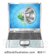 Vector Illustration of a 3d Megaphone over a Laptop Computer by AtStockIllustration