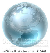Vector Illustration of a 3d Metallic Blue or Silver Earth Globe by AtStockIllustration