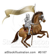 Vector Illustration of a 3d Mounted Knight with a Banner Flag by AtStockIllustration