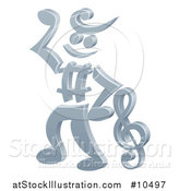 Vector Illustration of a 3d Music Note Man Mascot Dancing by AtStockIllustration