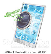 Vector Illustration of a 3d Music Notes and Speaker Emerging from a Cell Phone by AtStockIllustration