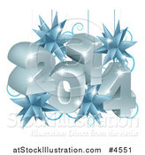 Vector Illustration of a 3d New Year 2014 Suspended with Christmas Star Ornaments by AtStockIllustration