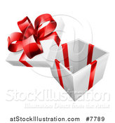 Vector Illustration of a 3d Open Gift Box with a Red Bow and Ribbons by AtStockIllustration