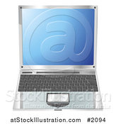 Vector Illustration of a 3d Open Laptop with a Blue Screen by AtStockIllustration