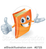 Vector Illustration of a 3d Orange Book Character Smiling and Holding a Thumb up by AtStockIllustration