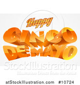 Vector Illustration of a 3d Orange Happy Cinco De Mayo Text Design by AtStockIllustration