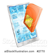 Vector Illustration of a 3d Orange Sim Card over a Smart Phone by AtStockIllustration