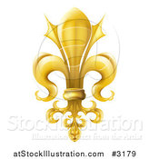 Vector Illustration of a 3d Ornate Gold Fleur De Lis Lily Symbol by AtStockIllustration