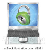 Vector Illustration of a 3d Padlock Emerging from a Laptop Computer by AtStockIllustration