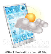 Vector Illustration of a 3d Partly Sunny or Cloudy Cellphone Weather Forecast Application by AtStockIllustration