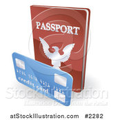 Vector Illustration of a 3d Passport Book and Credit Card by AtStockIllustration