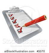Vector Illustration of a 3d Pencil Checking off Boxes on a Clipboard Poll by AtStockIllustration
