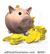 Vector Illustration of a 3d Piggy Bank with Gold Coins by AtStockIllustration