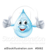 Vector Illustration of a 3d Pleased Blue Water Drop Character Holding Two Thumbs up by AtStockIllustration