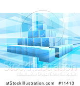 Vector Illustration of a 3d Pyramid Made of Blue Cubes by AtStockIllustration