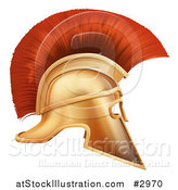 Vector Illustration of a 3d Red and Gold Spartan Corinthian Helmet by AtStockIllustration