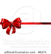 Vector Illustration of a 3d Red Christmas, Birthday or Other Holiday Gift Bow and Ribbon on White by AtStockIllustration