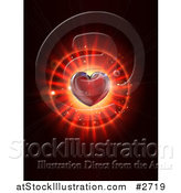 Vector Illustration of a 3d Red Heart over a Burst on Black by AtStockIllustration