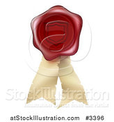 Vector Illustration of a 3d Red Shield Embossed Wax Seal and Parchment Ribbons by AtStockIllustration