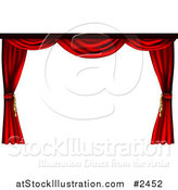 Vector Illustration of a 3d Red Theater Stage Curtains Pulled to the Sides by AtStockIllustration